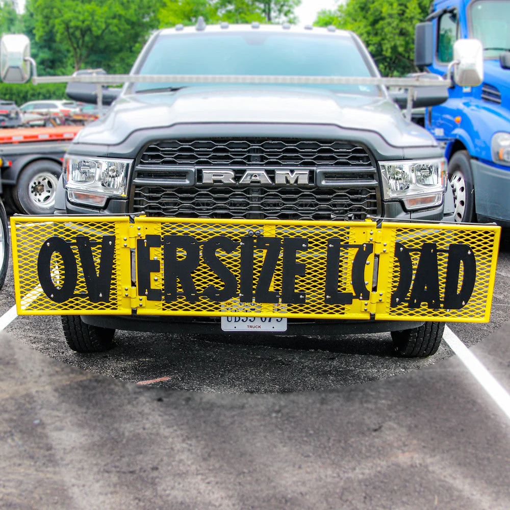 18" x 84" Aluminum Mesh Oversize Load Single Sided Folding Sign (Vertical Hinge) - Image 2